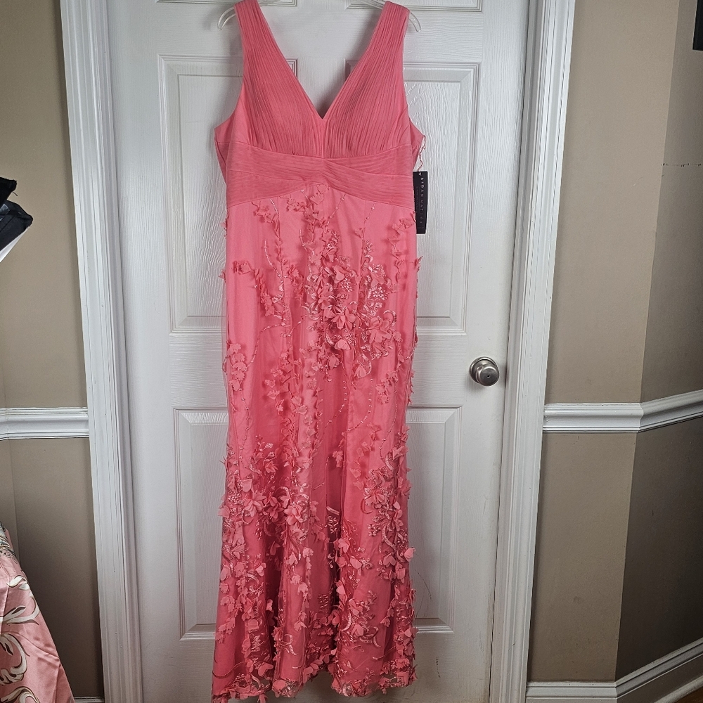 Adrianna‎ Papell Aidan Mattox NWT Floral Applique Embroidered Mermaid Gown 16 - Picture 2 of 16
